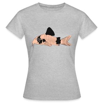 Corydoras panda panzerwels, aquarium catfish wels - T-shirt Femme - gris chiné - Devant - AI Model Female 172 dark (172cm)