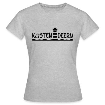 Küstendeern mit schwarzer Aufschrift - Frauen T-Shirt - Grau meliert - Vorne - AI Model Female 172 dark (172cm)