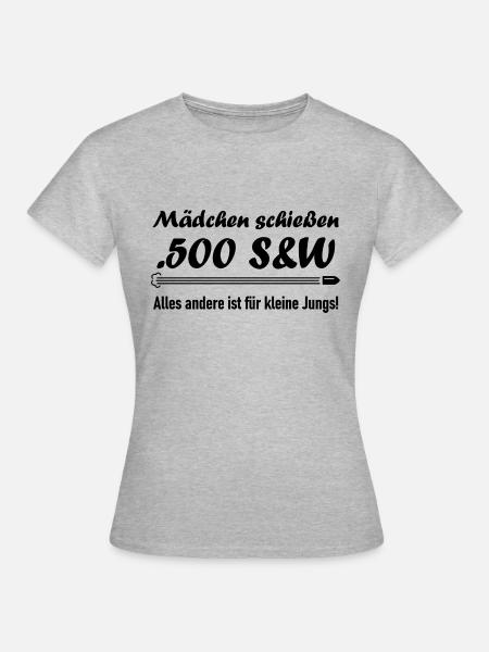 Mädchen schießen .500 S&W - Frauen T-Shirt - Grau meliert