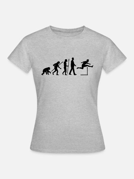 Evolution Hürdenläufer- - Frauen T-Shirt - Grau meliert