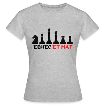 Echec et Mat cadeau - T-shirt Femme - gris chiné - Devant - AI Model Female 172 dark (172cm)