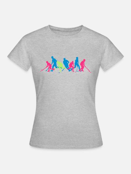 Hockeyspieler Crew - Frauen T-Shirt - Grau meliert