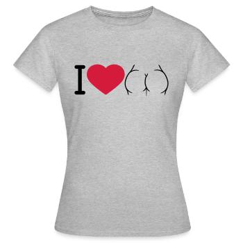 logo i love ass herz liebe rund nackte frau sexy a - Frauen T-Shirt - Grau meliert - Vorne - AI Model Female 172 dark (172cm)