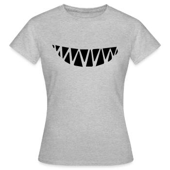Lächelnde Zähne Mindestabstand - Frauen T-Shirt - Grau meliert - Vorne - AI Model Female 172 dark (172cm)