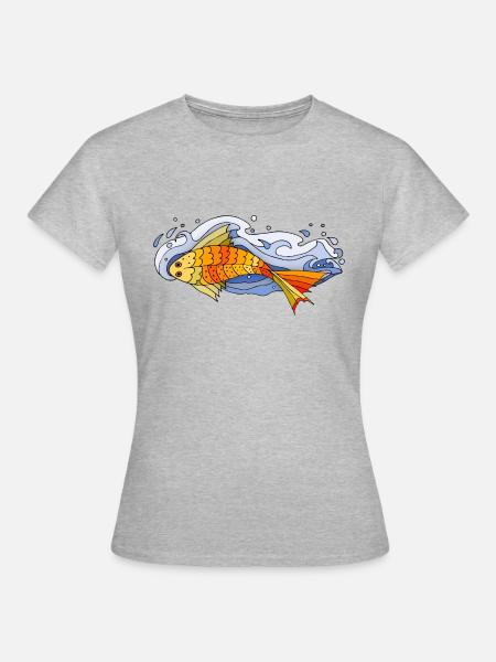 Fisch - Frauen T-Shirt - Grau meliert