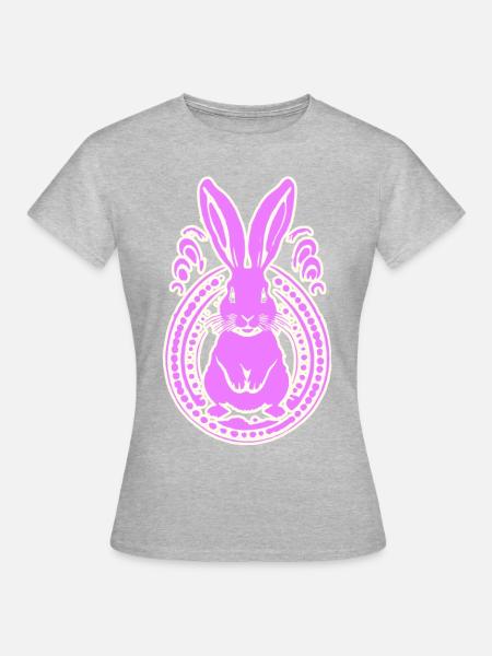 pink pinker Osterhase Hase - Frauen T-Shirt - Grau meliert
