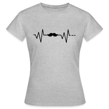 Herzschlag Moustache Schnurrbart Bart Schnauzer - Frauen T-Shirt - Grau meliert - Vorne - AI Model Female 172 dark (172cm)