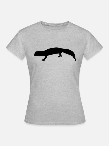 gecko silhouette - Frauen T-Shirt - Grau meliert