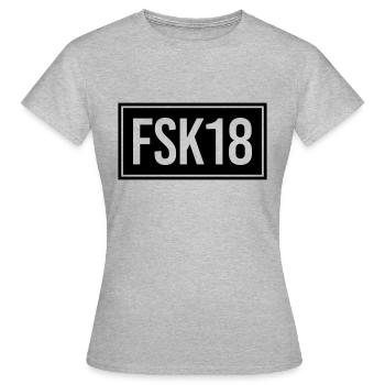 FSK18 - Frauen T-Shirt - Grau meliert - Vorne - AI Model Female 172 dark (172cm)