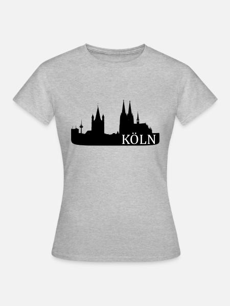 Kölner Skyline - Frauen T-Shirt - Grau meliert