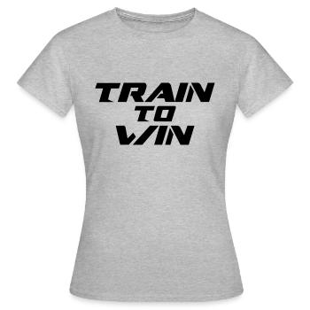 TRAINS TO WIN - Women's T-Shirt - heather grey - Front - AI Model Female 172 dark (172cm)