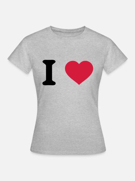 i love - Dame-T-shirt - grå meleret