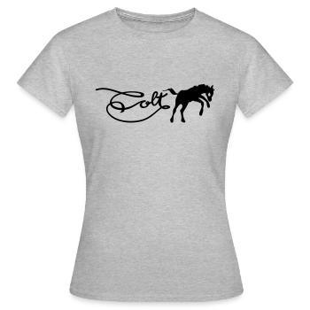 colt logo - Frauen T-Shirt - Grau meliert - Vorne - AI Model Female 172 dark (172cm)