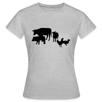 La ferme des animaux - T-shirt Femme - gris chiné - Devant - AI Model Female 172 dark (172cm)