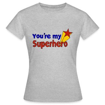 Tu es mon super-héros - T-shirt Femme - gris chiné - Devant - AI Model Female 172 dark (172cm)