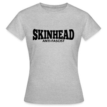 Skinhead - Antifascist - Frauen T-Shirt - Grau meliert - Vorne - AI Model Female 172 dark (172cm)