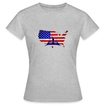 I Love USA - T-shirt Femme - gris chiné - Devant - AI Model Female 172 dark (172cm)