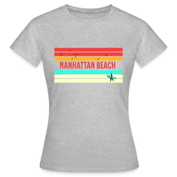 Manhattan Beach : Cadeau et souvenir parfaits ! - T-shirt Femme - gris chiné - Devant - AI Model Female 172 dark (172cm)