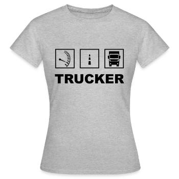 Trucker - T-shirt Femme - gris chiné - Devant - AI Model Female 172 dark (172cm)