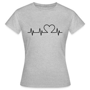 Herzschlag - Frauen T-Shirt - Grau meliert - Vorne - AI Model Female 172 dark (172cm)