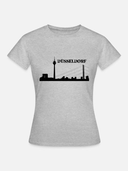 Düsseldorf - Skyline - Frauen T-Shirt - Grau meliert