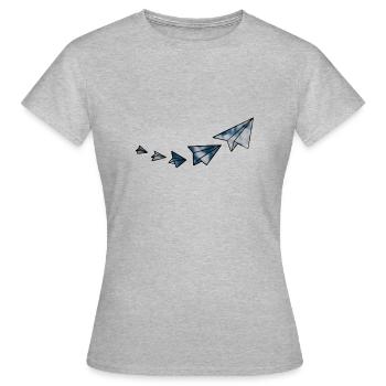 Papierflieger - Frauen T-Shirt - Grau meliert - Vorne - AI Model Female 172 dark (172cm)