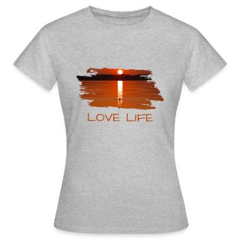 love life - Frauen T-Shirt - Grau meliert - Vorne - AI Model Female 172 dark (172cm)