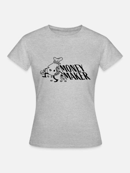 Money Maker gehender Geldsack - Frauen T-Shirt - Grau meliert