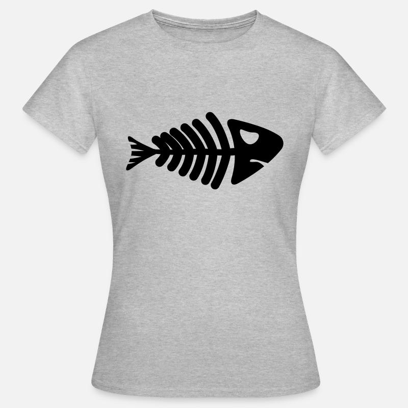 fish skeleton bone tail - Frauen T-Shirt - Grau meliert