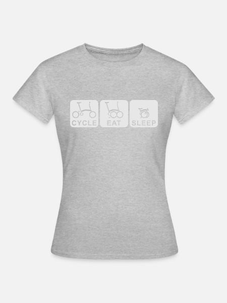 CHAINSTORY X Brompton Cycle Eat Sleep - T-shirt Femme - gris chiné