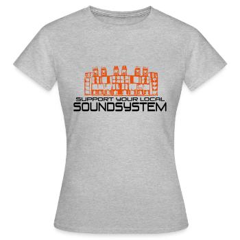 support your local soundsystem - T-shirt Femme - gris chiné - Devant - AI Model Female 172 dark (172cm)