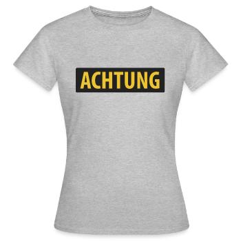 Attention - T-shirt Femme - gris chiné - Devant - AI Model Female 172 dark (172cm)