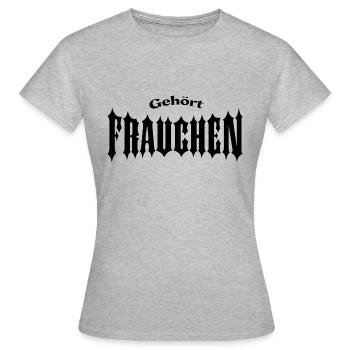 Heavy Metal Sticker Gehört Frauchen Beschriftung - Frauen T-Shirt - Grau meliert - Vorne - AI Model Female 172 dark (172cm)