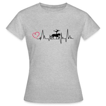 Heartbeat Voltigieren mit Herz - Frauen T-Shirt - Grau meliert - Vorne - AI Model Female 172 dark (172cm)