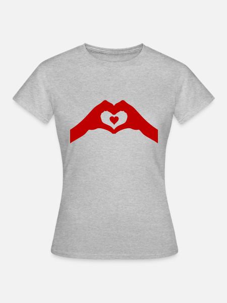 hände herz - Frauen T-Shirt - Grau meliert