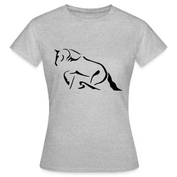 Westernpferd - Frauen T-Shirt - Grau meliert - Vorne - AI Model Female 172 dark (172cm)