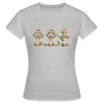 Die drei Affen - Frauen T-Shirt - Grau meliert - Vorne - AI Model Female 172 dark (172cm)