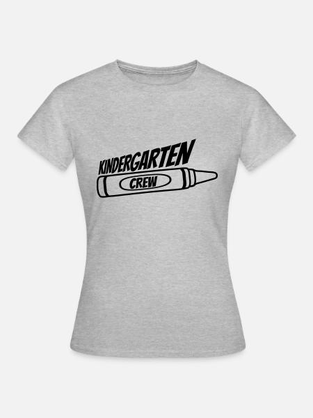 Team Kindergarten Crew Wachsmalstift - Frauen T-Shirt - Grau meliert