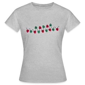 FROHE WEIHNACHTSLICHTER - Frauen T-Shirt - Grau meliert - Vorne - AI Model Female 172 dark (172cm)