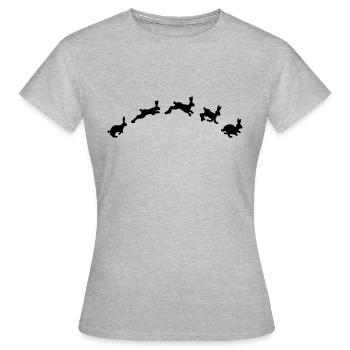 Hasen springen - Frauen T-Shirt - Grau meliert - Vorne - AI Model Female 172 dark (172cm)