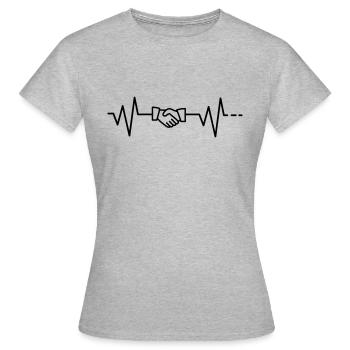 Poignée de main business heartbeat mains main dans l'entreprise - T-shirt Femme - gris chiné - Devant - AI Model Female 172 dark (172cm)