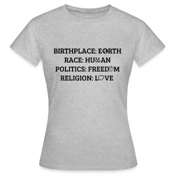 Religion Love - Frauen T-Shirt - Grau meliert - Vorne - AI Model Female 172 dark (172cm)