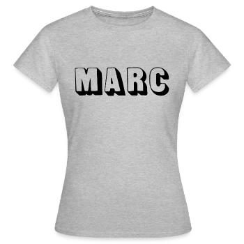 Nom - Marc - T-shirt Femme - gris chiné - Devant - AI Model Female 172 dark (172cm)