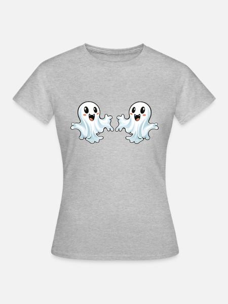 Ghosts Halloween - Frauen T-Shirt - Grau meliert