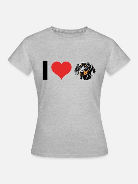 I love Dachshund - Pet Dog Design - Women's T-Shirt - heather grey