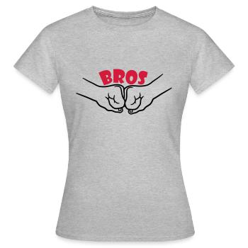 Bros Team Fäuste - Frauen T-Shirt - Grau meliert - Vorne - AI Model Female 172 dark (172cm)