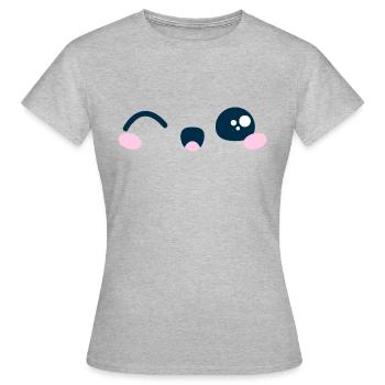 Kawaii Mignon clin d'oeil idée cadeau tshirt sweat - T-shirt Femme - gris chiné - Devant - AI Model Female 172 dark (172cm)