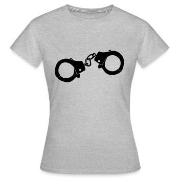 Handschellen - Frauen T-Shirt - Grau meliert - Vorne - AI Model Female 172 dark (172cm)
