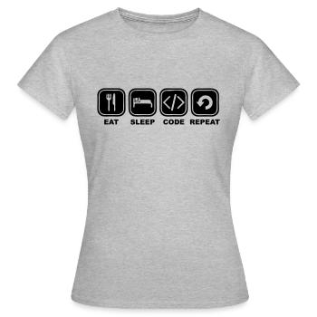 Eat, sleep, Code, Repeat - T-shirt Femme - gris chiné - Devant - AI Model Female 172 dark (172cm)