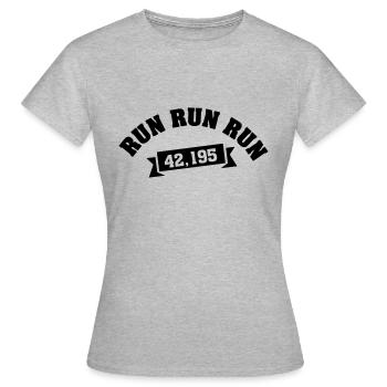 Run Run Run 42,195 (Marathon) - T-shirt Femme - gris chiné - Devant - AI Model Female 172 dark (172cm)